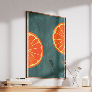 Art mural sur toile pour cuisine, affiche illustrative graphique de fruits d'agrumes oranges, décoration murale moderne pour cuisine - Product Image 3