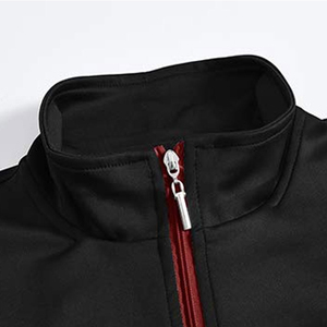 Conjunto Deportivo para Hombre en Bloques de Color Negro y Rojo, Conjunto de Pantalones y Chaqueta Deportiva de Poliéster con Cierre y Parches Personalizados - Product Image 3