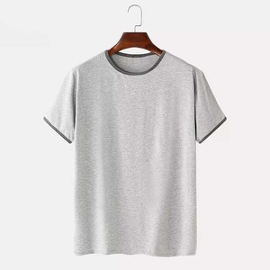 เสื้อยืดคอกลมแขนสั้นผู้ชาย ทรงปกติ สไตล์ลำลอง สีพื้น ผ้าถัก 100% ผ้าฝ้ายเจอร์ซีย์ - Product Image 5