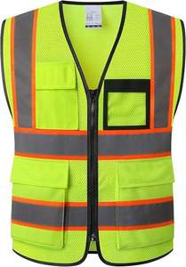 Unisex Hi Visibility Reflective Safety Vest Polyester Mesh Breathable Multiple Pockets Needle Detection Workwear Heat Transfer - Product Image 2