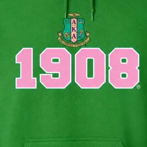 Sudadera con Capucha AKA Forest Green 1908 Crest, Gráfico de Escudo Rosa y Verde, Sudadera de Forro Polar Unisex, Ropa de Hermandad Griega, OEM ODM - Product Image 4