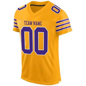 เสื้อฟุตบอลคอวีสีทองสำหรับผู้ชาย ปักชื่อทีมและหมายเลข 00 แขนสั้น ผ้าตาข่ายโพลีเอสเตอร์ระบายอากาศได้ดี - Product Image 1