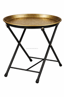 Table basse pliante en laiton antique doré de style marocain traditionnel, meubles de salon