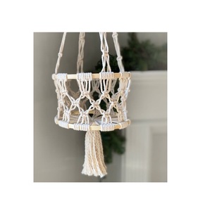 Panier de rangement en macramé fait main, thème élégant, vente en gros, corde de coton de qualité supérieure, panier creux tissé à la main avec poignée - Product Image 5