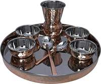 Ensemble de thali indien vintage de luxe Bold Blossom Factory Outlet, en cuivre martelé, 4 pièces, vaisselle de table traditionnelle en métal indien