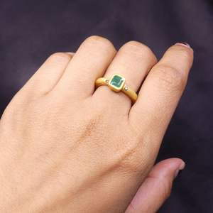 Pierre précieuse émeraude diamant multicolore classique traditionnelle, dernier modèle, cadeau de fiançailles et de mariage, plaqué or, argent sterling, unisexe, raffiné - Product Image 3