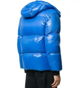 MKB ENTERPRISES Men's Silver <b>Hooded</b> Puffer <b>Jacket</b> Waterproof Windproof Polyester Winter Coat Casual <b>Fur</b> Trim Front Logo Zipper - Product Image 2