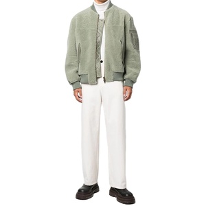 Oversized <b>Sherpa</b> <b>Fleece</b> Mens Bomber Jackets Zip up Ribbed Detail Custom Winter Jackets - Product Image 1