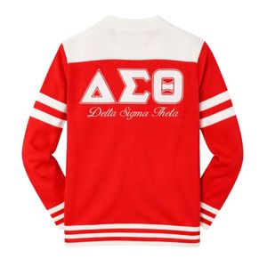 Cardigan in Lana Rossa Delta Sigma Theta per Donne, Vestibilità Comoda, Tessuto Premium, Abbigliamento Casual per Confraternite Greche - Product Image 5