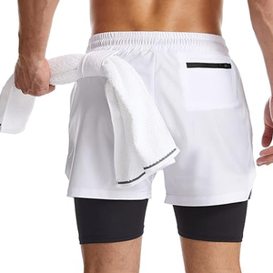 Shorts de course 2 en 1 pour hommes avec doublure de compression, shorts de fitness à séchage rapide, logo personnalisé, OEM, approvisionnement en gros - Product Image 3