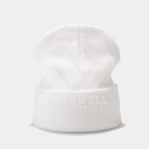 Bonnet unisexe blanc en acrylique tricoté 100 %, couleur unie, décontracté, chaud pour l'hiver, pour adultes - Product Image 1