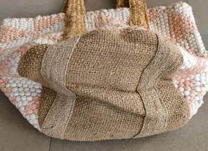 Crochet Tote <b>Bag</b> Geometric Pattern Bohemian Style <b>Beach</b> <b>Bag</b> For <b>Women</b> Durable Open Top Two Handles - Product Image 6
