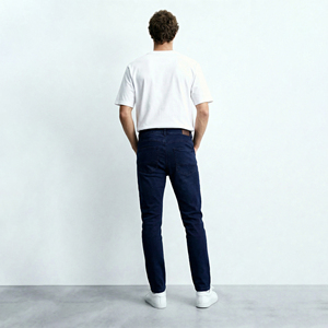Custom Wholesale Men's Vintage Streetwear Jeans Curved Seam <b>Paneled</b> Washed Denim Oversized Color Fade Proof Eco Friendly - Product Image 2