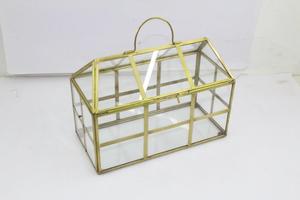Joyero de Cristal y Latón con Espejo, Organizador Rectangular para Collares y Anillos, Decoración de Vanidad en Forma de Cabaña - Product Image 2
