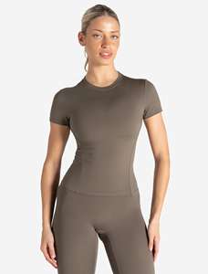 T-shirt court décontracté pour femme, style streetwear, col rond, coupe classique, manches courtes, respirant, séchage rapide, 100% coton - Product Image 1