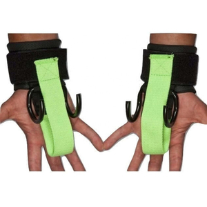 Ganchos de Alta Calidad Ajustables de Algodón y Cuero para Levantamiento de Pesas con Correa Elástica para Entrenamiento en Gimnasio - Product Image 2