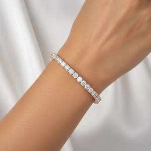 8.00 Carat Lab Grown E Color Round Brilliant Diamond Prong-<b>Set</b> Line Bracelet in 9K <b>Gold</b> IGI Certified Luxury Jewelry - Product Image 6