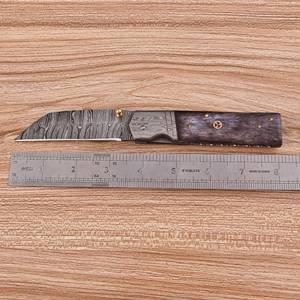 Couteau de poche pliant haut de gamme en acier Damas fait main avec verrouillage Liner Lock, pour la chasse en extérieur, EDC, qualité industrielle, manche en os teinté UA - Product Image 3