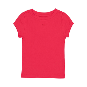 T-shirt côtelé en mélange de coton pour filles, avec détails découpés, manches courtes, col rond, haut décontracté, personnalisable OEM - Product Image 6