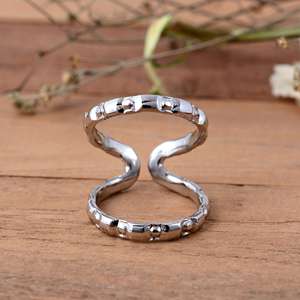 SHYAM JEWELRS Handmade 925 Sterling <b>Silver</b> <b>Adjustable</b> Arthritis Splint <b>Ring</b>-Double Band Finger Joint Support Luxury - Product Image 1