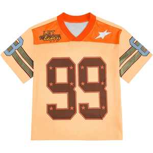 Camiseta de Fútbol de Malla Bordada Personalizada con Cuello en V, Manga Corta, Color Morado y Dorado, Número 99, para Hombres Adultos, Transpirable y Deportiva - Product Image 3