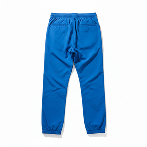 <b>Men's</b> Blue Polyester Sweatpants With <b>White</b> Logo Print Elastic Waist Drawstring Casual Joggers Lightweight Spring Style - Product Image 4