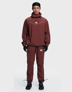Conjunto Deportivo con Capucha para Hombre MOC, Color Granate, Secado Rápido, Ropa Deportiva de Otoño, Pantalones Deportivos de Poliéster Tejido de Color Sólido con Bolsillos - Product Image 2