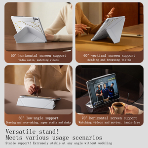 Étui pour tablette en cuir ultra-fin plaqué or pour iPad Pro 12,9 3/4/5/6e génération avec boucle, pliage multi-angles, étui de luxe - Product Image 3