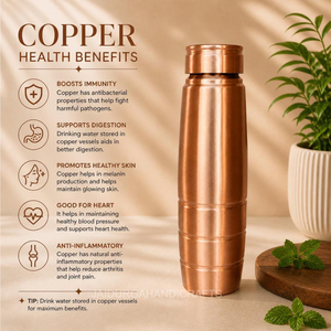 100% Purity Copper Water Bottle Healthy Living Wellness Gift Handmade Best Quality Hot Selling Sale For Water Storage Bottle - Product Image 4