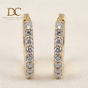 Pendientes de Aro Huggie de Oro Amarillo Sólido de 10KT con Diamante Cultivado en Laboratorio Certificado por IGI para Mujer, Corte Brillante, Joyería Personalizada Moderna - Product Image 2