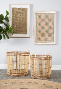 Cesta de Almacenamiento Redonda de Bambú y Ratán, Rústica, Ecológica, Tejida a Mano, Organizador para Soluciones de Almacenamiento del Hogar - Product Image 5