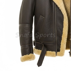 Veste en cuir shearling pour homme, veste aviateur doublée de fourrure pour l'hiver, fabricant sur mesure, vente en gros à prix de gros - Product Image 4