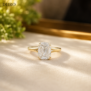 Anillo de Compromiso de Oro Amarillo de 14K con Doble Corona de Diamantes y Halo Oculto de Moissanita - Product Image 3