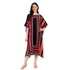 Robe kaftan élégante pour femme – Kaftan de plage imprimé coupe ample pour la collection d'été. - Product Image 1