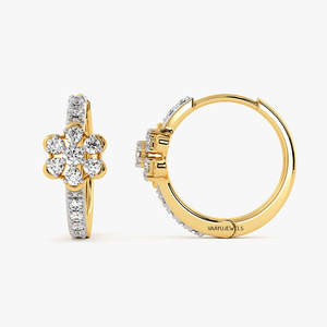 Pendientes de aro de oro amarillo con diamantes para mujer, corte brillante redondo, cultivados en laboratorio, certificados, joyería de lujo para boda - Product Image 6