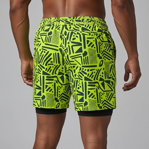Short de bain imprimé personnalisé pour hommes, short de plage à séchage rapide avec cordon de serrage, poche élastique à la taille pour la natation et le surf - Product Image 2