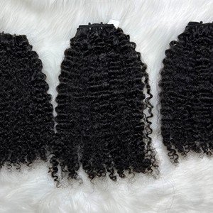 Grade 10A brut brésilien 100% cheveux crus de haute qualité noir birman bouclés génie trame Machine faisceaux de Qhair - Product Image 2