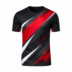 Camiseta Deportiva Sublimada Personalizada para Hombre, Jersey Atlético Negro y Rojo, Transpirable, de Poliéster, para Entrenamiento Deportivo, con Logotipo Personalizado, Ropa de Equipo - Product Image 1