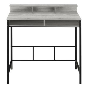 Modern 48\"L Contemporary <b>Computer</b> <b>Desk</b> for Home Office Grey Laminate with <b>Black</b> Metal & Storage Shelves Work Laptop - Product Image 5