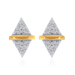 Boucles d'oreilles clous en diamant Aura rhombique brillant, taille triangle, pour femme, en or blanc plaqué or 18 carats, luxe, pour usage quotidien - Product Image 1