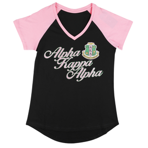 Camiseta AKA Black Pink con cuello en V para mujer, camiseta informal y elegante de tela suave de manga corta para uso diario - Product Image 1