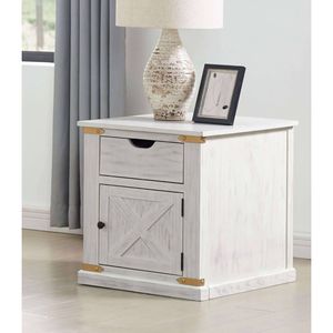 Antique White Rustic Style 1pc End <b>Table</b> Barnyard Design Living Room <b>Side</b> <b>Table</b> with <b>Drawers</b> Console <b>Tables</b> - Product Image 6