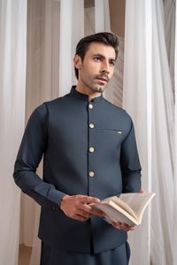 Traditional Sherwani <b>Waistcoat</b> For Men Premium Embroidered Formal Vest Wedding Celebration Ethnic Fashion Custom Design Sizes - Product Image 5