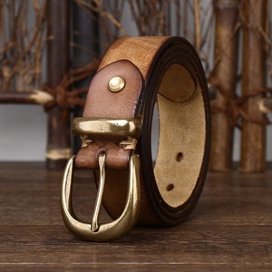 Custom <b>Men's</b> Vintage Distressed Genuine Leather Pin Buckle <b>Belt</b> Jeans Western OEM - Product Image 2