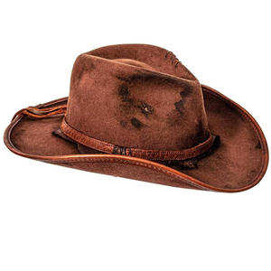 Chapeau de cowboy unisexe en cuir rayé, plage, été, large bord, Fedora classique, dessus plat - Product Image 4