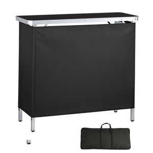 Table de bar pliante portable 38,6 x 15,2 x 34,3 po avec sac de transport, étagère de rangement et jupe amovible – Montage rapide et facile pour sous-sol - Product Image 1