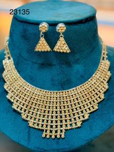 Último Modelo de MOLL JEWELLERS, Conjunto de Collar y Aretes Florales de Aleación de Zinc Chapado en Oro de 24K, con Circonitas, para Mujer, Regalo de Boda, Joyería India de Moda - Product Image 2