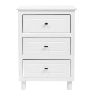 Comodino Grande in Stile Country con Tre Cassetti 45*38*63cm, Tavolino da Notte Bianco - Product Image 5