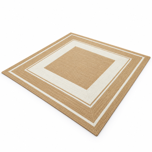 Alfombra Cuadrada Tejida a Mano 100% Yute Ecológica con Patrón Geométrico, Pelo Corto, Base Delgada de Goma, Lavable a Máquina, para Hogar Moderno - Product Image 1