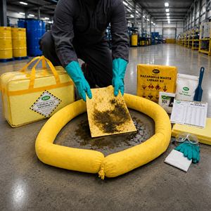 Chemical Spill Response Kit <b>30L</b> Yellow Absorbent Pads <b>Bags</b> Gloves Respirator Hazardous Waste Cleanup - Product Image 4